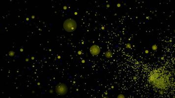Storm of many colored dots. Design. Swarming stream of colored dots on black background. A lot of points in fast stream move like swarm video