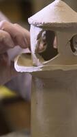 Crafting a stunning and impressive Tower Artistic Clay Work in Progress, alive with creativity. Stock Clip video