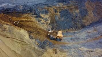 An Aerial View Capturing Heavy Mining Equipment Actively Engaged in Various Operations. Stock Clip video