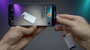 China, Beijing - September 15, 2023. External drive for phone. Action. External memory card for new iPhone 15 pro. External storage disk for shooting videos and photos in new iPhone
