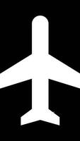 Top view of an abstract airplane icon moving and maneuvering on black background. Animation. White airplane flying against the abstract silhouette wind, monochrome. video