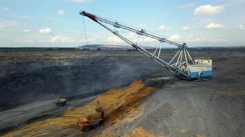 Heavy Machinery Is Actively Operating in An Open Pit Mining Site for Material Extraction. Stock Clip video