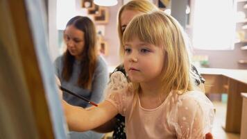 Art class for kids. a mother and daughter create together in a studio video