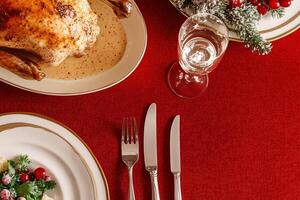 A Festive Feast A Christmas Dinner Table Setting photo
