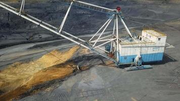 A Comprehensive Aerial View Showcasing Various Mining Equipment Engaged in Action. Stock Clip video
