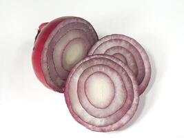 Sliced Red Onion on White Background photo