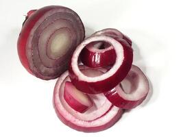 Sliced Red Onion on White Background photo