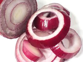 Sliced Red Onion on White Background photo