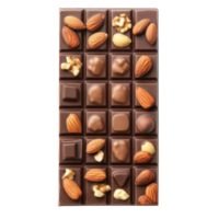 Collection of . A Chocolate Bar with Almonds and Nuts, isolated on a transparency background. png