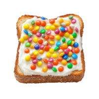 Collection of . A Colorful Candy Filled Toast with White Frosting, isolated on a transparency background. png