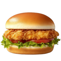Collection of . A Fried Chicken Sandwich with Lettuce and Tomato, isolated on a transparency background. png