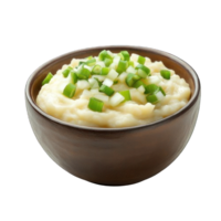 Collection of . A Bowl of Mashed Potatoes with Green Onions on Top, isolated on a transparency background. png