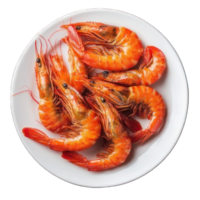 Collection of . A Plate of Cooked Shrimp, isolated on a transparency background. png
