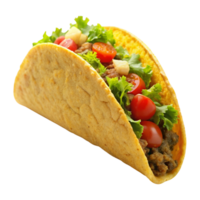 A taco that is made with vegetables and meat on a transparent background png
