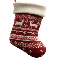 Knitted Christmas Stocking with Reindeer Pattern for Festive Holiday Decor png