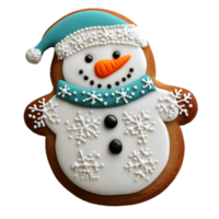 Festive Snowman Cookie with Detailed Icing png