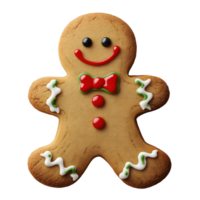 Classic Gingerbread Man Cookie with Festive Icing Decoration png