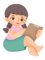 Cute little girl write on Clipboard png