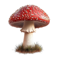 Beautiful Red Mushroom with White Dots on Transparent Background png