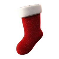 Festive Red Christmas Stocking for Decorations on Transparent Background png