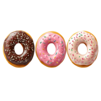 Sweet Assortment of Donuts with Sprinkles on Transparent Background png
