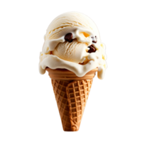 Chocolate chip ice cream cone isolated on transparent background png