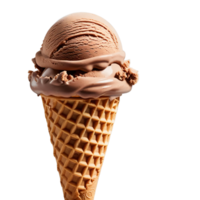Chocolate ice cream cone isolated on transparent background png