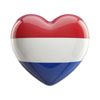 Netherlands Flag Heart Shape Perfect for patriotic displays, website banners, social media posts, and more. Show your love for the Netherlands with this vibrant and eye catching design. png