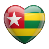 Togo Flag Heart Shape Perfect for Patriotic Designs and Expressions of Love for Togo png