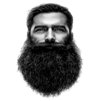 Man with Beard and Mustache on Transparent Background AI-Generativ png