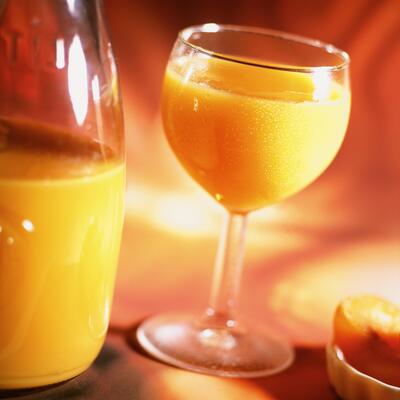 Peach juice close view background
