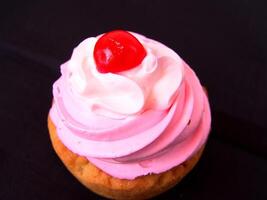 Cupcake with Cream and Sweet Ingredients for Dessert Recipe photo