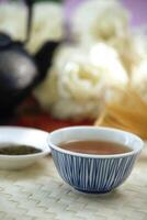 Elegant Tableware Display Featuring Dishware, Drinkware, and Tea-Serving Ingredients for Culinary Presentation photo