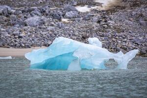 cruising in the Arctic on Svalbard in the Magdalensfjorden along glacier and small icebergs photo