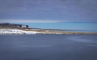 watching a group of walruses in the Arctic at Torellneset on Nordaustlandet on Svalbard, Norway photo