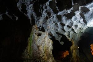 Geological formations in Karain cave. photo