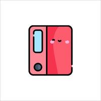 A red refrigerator with a smiley face on it vector