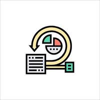 A line icon of a document with a pie chart vector