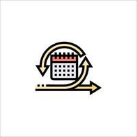 A calendar icon with arrows pointing to it vector