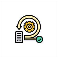 A line icon of a computer with a clock and a phone vector