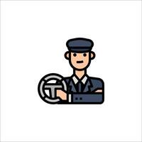 A man in uniform holding a steering wheel icon vector