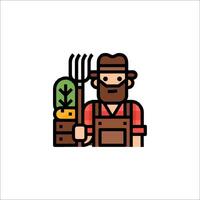 A man with a hat and a pitchfork vector