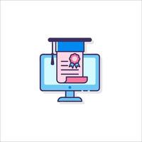 A graduation certificate icon on a computer screen vector