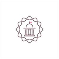 A logo for a building with a clock on top vector