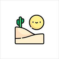 A cactus and sun icon with a smiley face vector