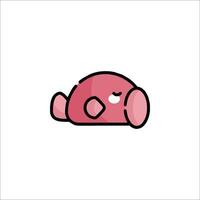 A pink pig with eyes closed on a white background vector