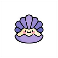 A cartoon shell with a smiley face on it vector
