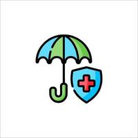An umbrella and a shield with a cross on it vector
