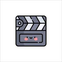 A movie clapper icon with a smiley face vector
