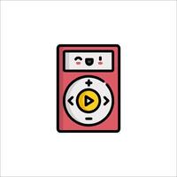 A red mp3 player with a smiley face vector